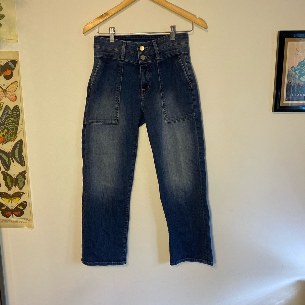 Fidelity Denim High-Waist Straight Leg Cropped Jeans